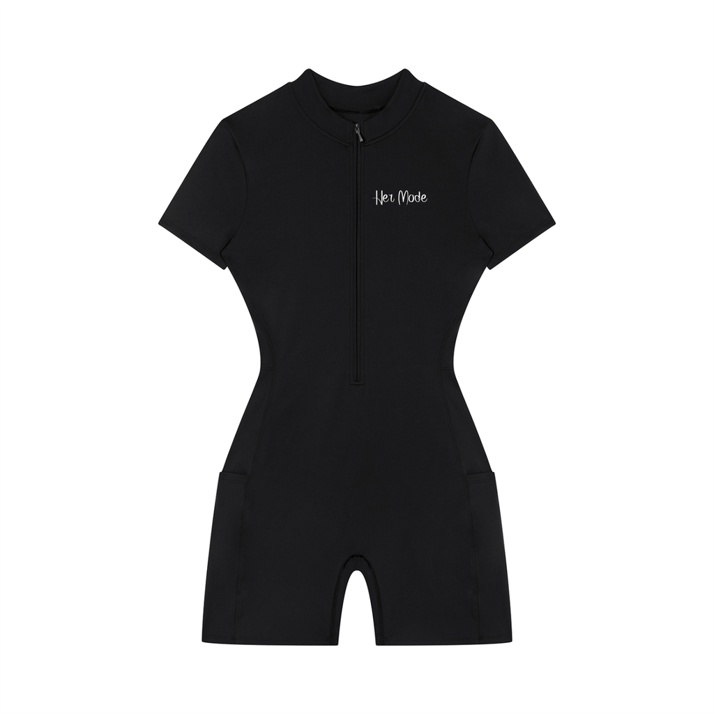 Women's Quarter-Zip Short Sleeve Romper